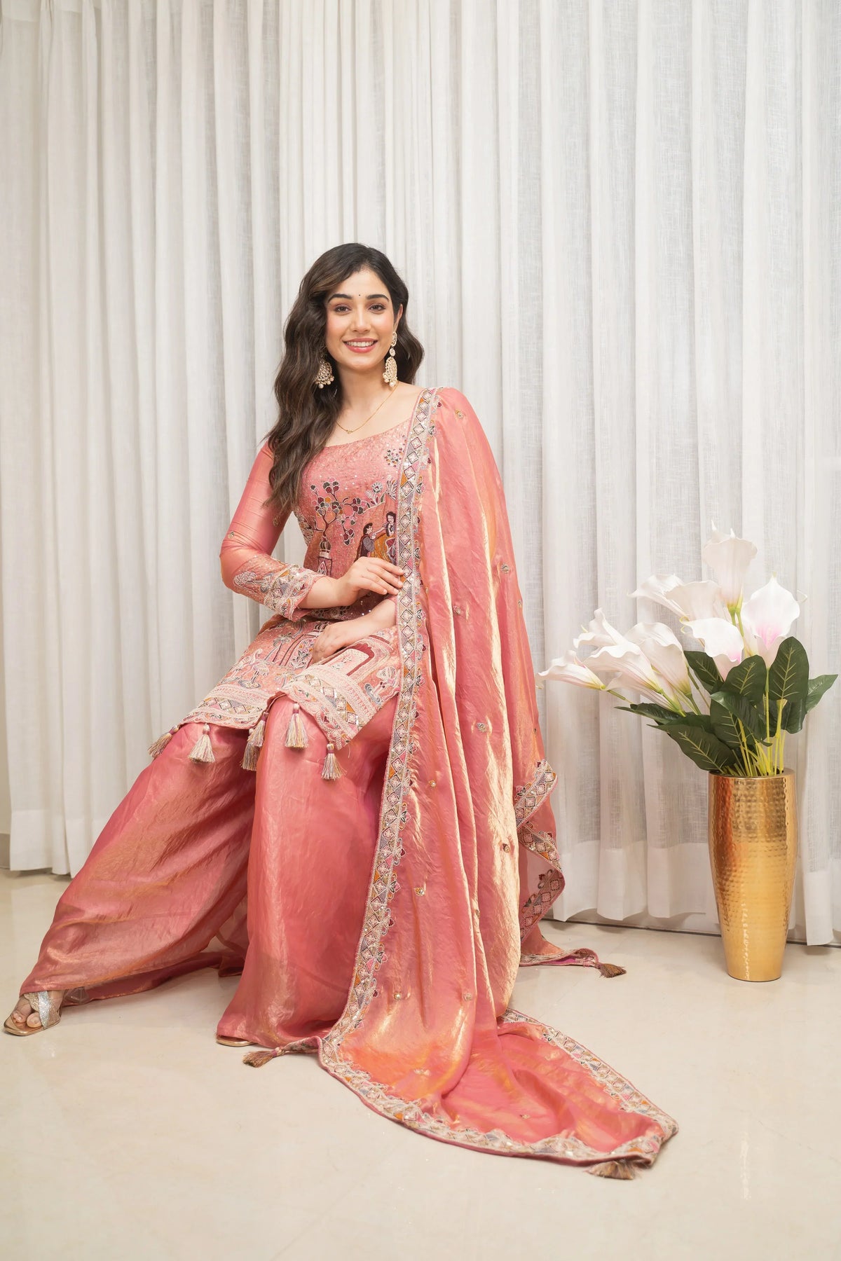 Elegant Multicolor Embroidered Kurti Suit Set with Dupatta
